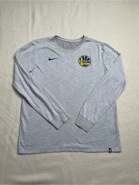 Nike NBA Golden State Warriors Gray Long Sleeve Dri Fit T Shirt Mens L Jersey